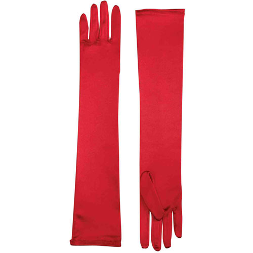 Long Satin Dress Gloves Red