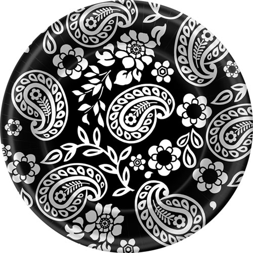 Black and White Paisley Dessert Plates