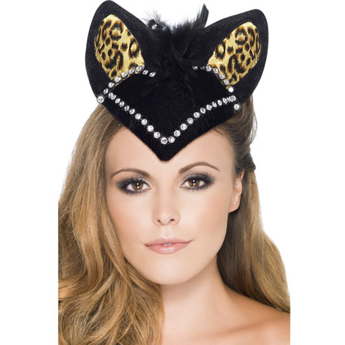 Burlesque Kitty Black Skull Cap with Ears